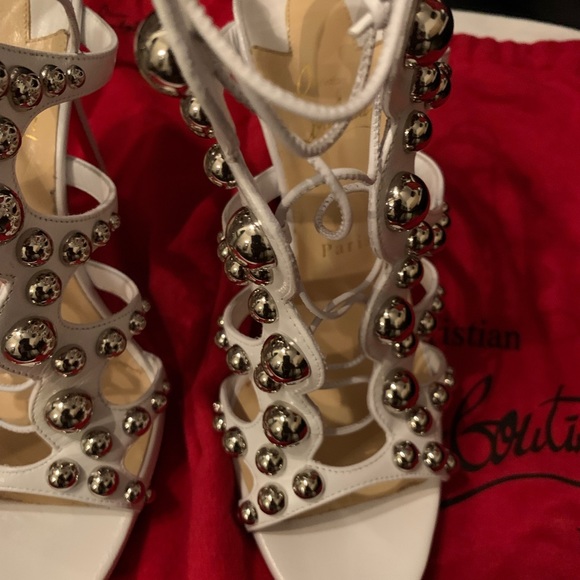 Christian Louboutin, white studded, tie up - Picture 10 of 11